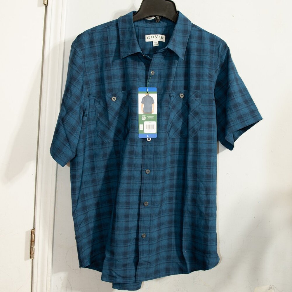 Orvis Men's Short Sleeve Woven  Relaxed Fit UPF30+ Underarm Vents